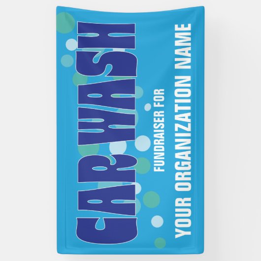 Car Wash Fundraiser Event Blue Bubbles Banner (Vertikal)