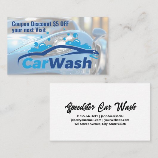 Car Wash Graphics | Soap Bubbles | Auto Service Visitenkarte (Vorne/Hinten)