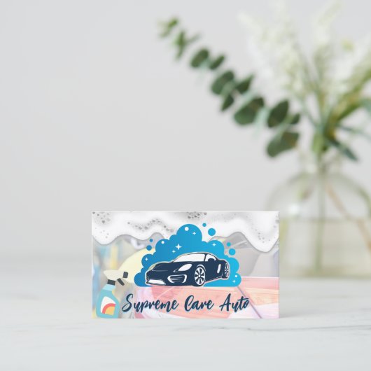 Car Wash Logo | Seifenspangen und Blasen Visitenkarte (Stehend Vorderseite)