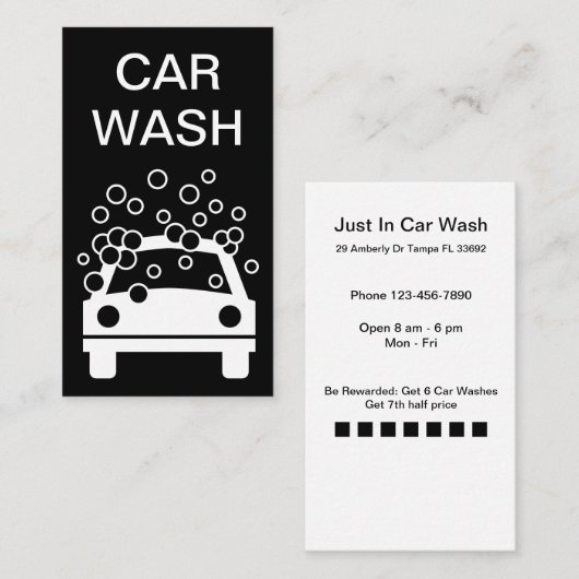 Car Wash Loyalty Prämien Visitenkarte (Vorne/Hinten)