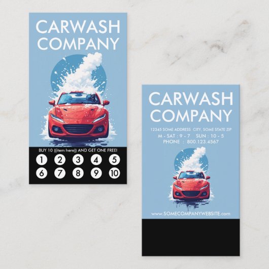 Car Wash Loyalty Punch Card Treuekarte (Vorne/Hinten)