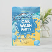 Car Wash party Invitation – Suds  Celebration Einladung (Stehend Vorderseite)