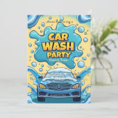 Car Wash party Invitation – Suds Celebration Einladung (Stehend Vorderseite)