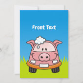 Car Wash Pig Einladung (Vorderseite)
