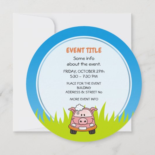 Car Wash Pig Einladung (Rückseite)