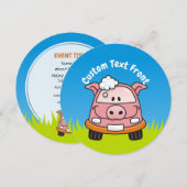 Car Wash Pig Einladung (Vorne/Hinten)