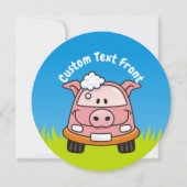 Car Wash Pig Einladung (Vorderseite)
