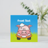 Car Wash Pig Einladung (Stehend Vorderseite)