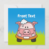 Car Wash Pig Einladung (Vorderseite)