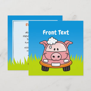 Car Wash Pig Einladung