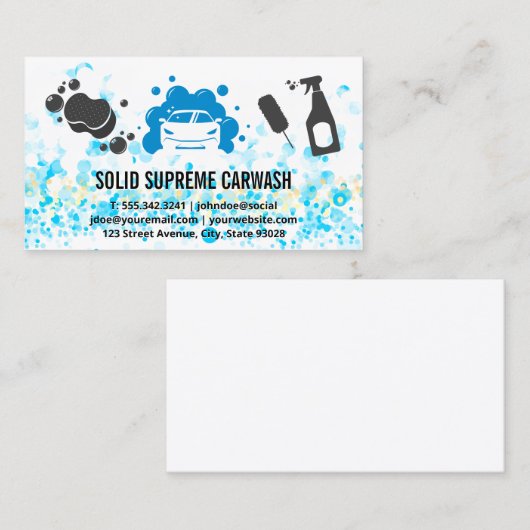 Car Wash | Reinigungstools | Seifenblasen Visitenkarte (Vorne/Hinten)