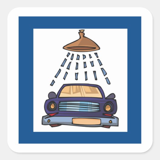 Car Wash Sign Quadratischer Aufkleber (Vorderseite)