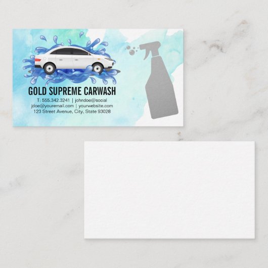 Car Wash Splash Logo | Sprühflasche Visitenkarte (Vorne/Hinten)