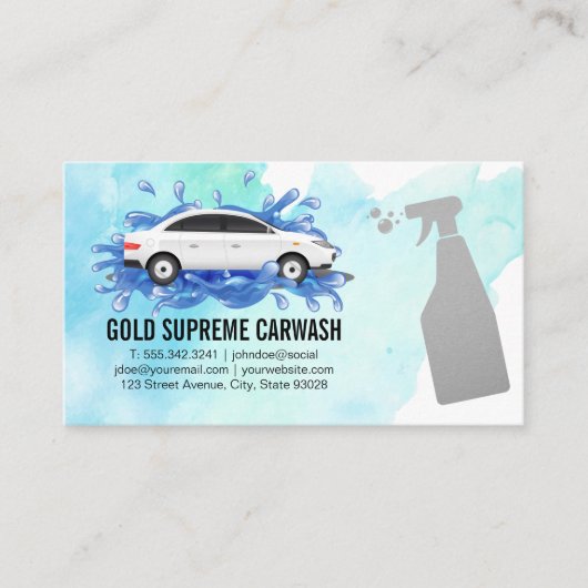 Car Wash Splash Logo | Sprühflasche Visitenkarte (Vorderseite)