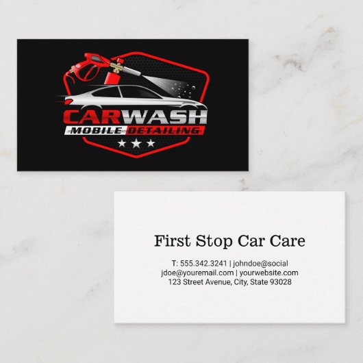 Car Wash Spray Logo | Auto Cleaning Care Visitenkarte (Vorne/Hinten)