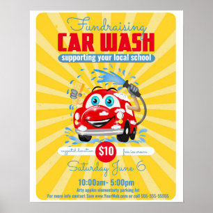 Car Wash Thema Event Flyer, Schulveranstaltung Poster