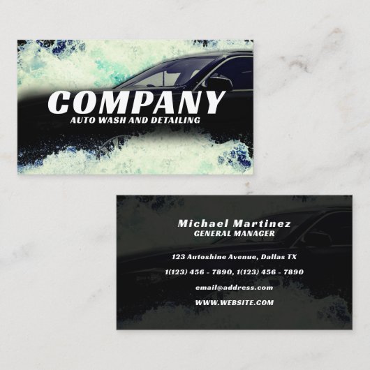 Car water splash automotive aquatic Business Card Visitenkarte (Vorne/Hinten)