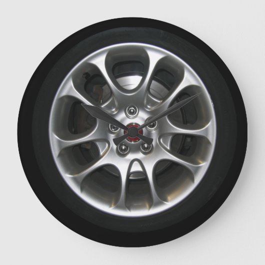 Car Wheel hubcap clock Große Wanduhr (Vorderseite)