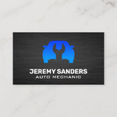 Car Wrench-Logo | Schwarze Textur Visitenkarte (Vorderseite)