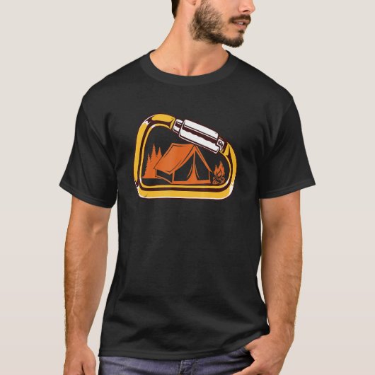 Carabiner Camping Campfire Klettergarten T-Shirt (Vorderseite)