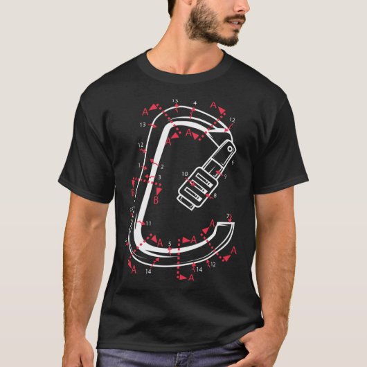 Carabiner Mountain Climber Or Climbing Expert T-Shirt (Vorderseite)