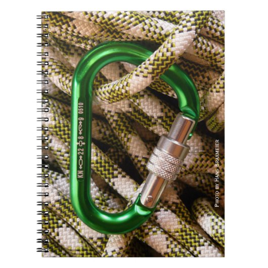 Carabiner und Climbing Rope Notebook Notizblock (Vorderseite)