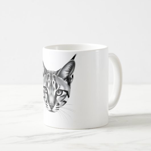 Caracal Majesty - Realistisches Head-Design-T-Shir Kaffeetasse (VorderseiteRechts)