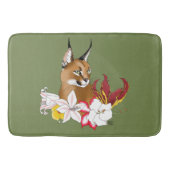 Caracal Wild Cat Floral Green Badematte (Vorderseite)