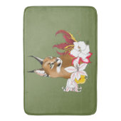 Caracal Wild Cat Floral Green Badematte (Vorderseite Vertikal)