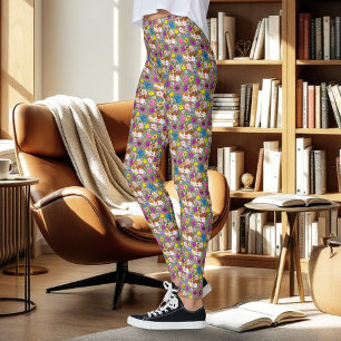 Caracal Wild Cat Floral Green Leggings