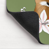 Caracal Wild Cat Floral Green Mousepad (Ecke)