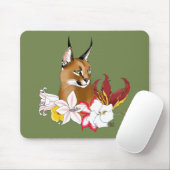 Caracal Wild Cat Floral Green Mousepad (Mit Mouse)