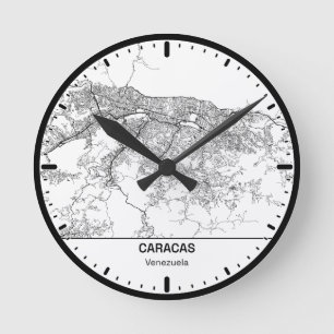 Caracas Clock City Linienkunst Runde Wanduhr