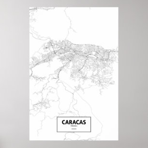 Caracas, Venezuela (Schwarzes auf Weiß) Poster