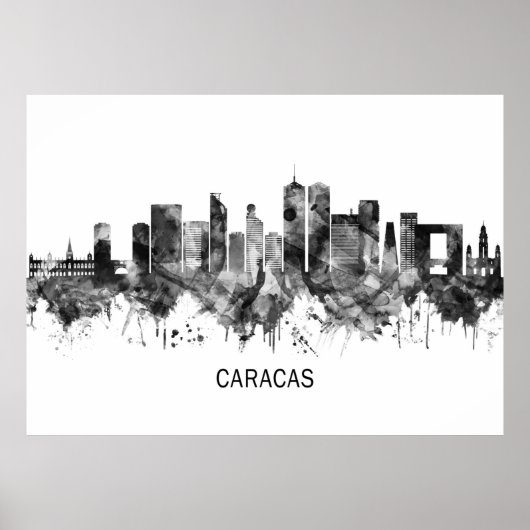 Caracas Venezuela Skyline BW Poster (Vorne)