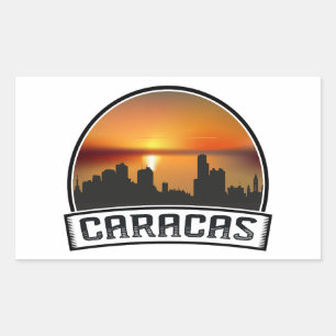 Caracas Venezuela Skyline Sonnenuntergang Vintage Rechteckiger Aufkleber