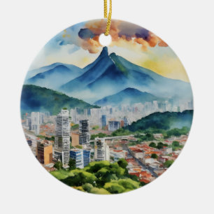 Caracas Venezuela Watercolor Keramik Ornament