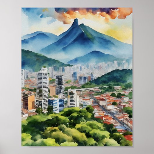 Caracas Venezuela Watercolor Poster (Vorne)