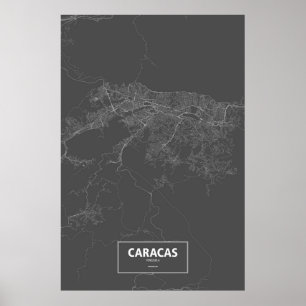 Caracas, Venezuela (weiß auf schwarz) Poster