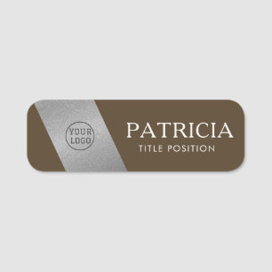 Carafe Dark Brown Silver Glitzer Berufliches Logo Namensschild