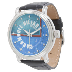 Carambole Biljart Horloge van het Leer Armbanduhr