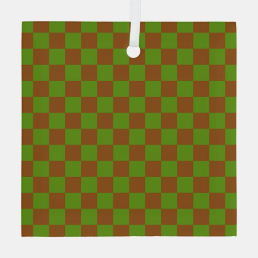 Caramel apple checkered board pattern ornament aus glas (Rückseite)