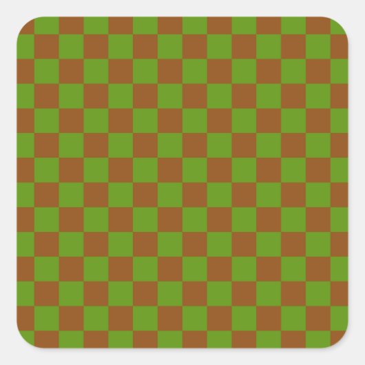 Caramel apple checkered board pattern quadratischer aufkleber (Vorderseite)