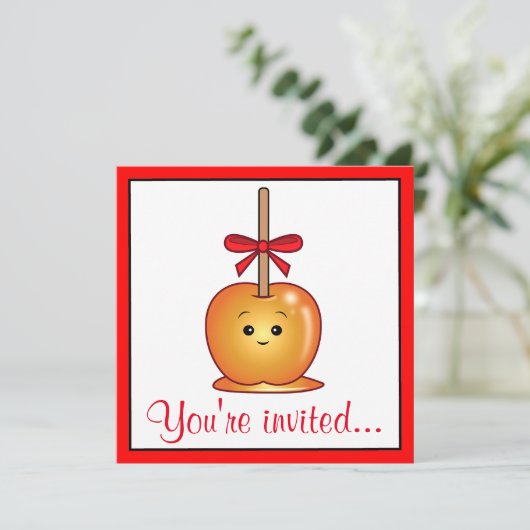 Caramel Apple mit Bow Birthday Party Einladung (Stehend Vorderseite)