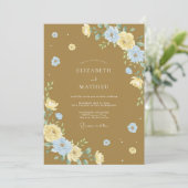 Caramel Azure Blätterhochzeit Einladung (Stehend Vorderseite)