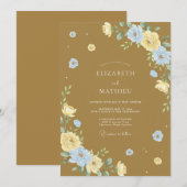 Caramel Azure Blätterhochzeit Einladung (Vorne/Hinten)
