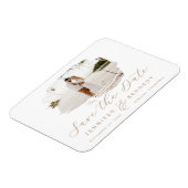 Caramel Beige Romantic Brushed Frame Save The Date Magnet (Linke Seite)