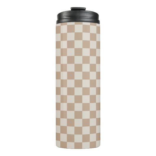Caramel Brown Checkered Brown Caramel Pattern Thermosbecher (Vorderseite)