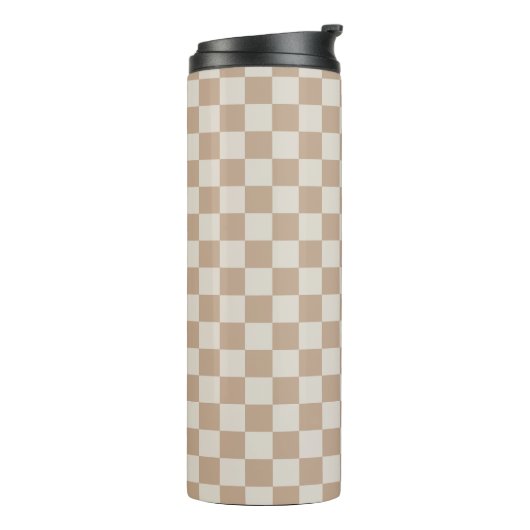 Caramel Brown Checkered Brown Caramel Pattern Thermosbecher (Nach links gedreht)