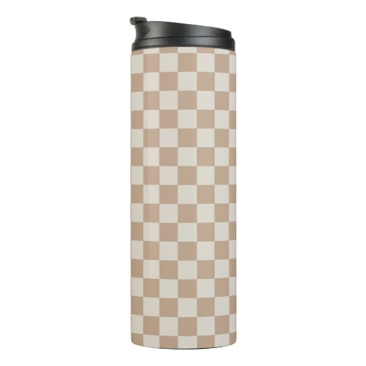 Caramel Brown Checkered Brown Caramel Pattern Thermosbecher (Nach rechts gedreht)